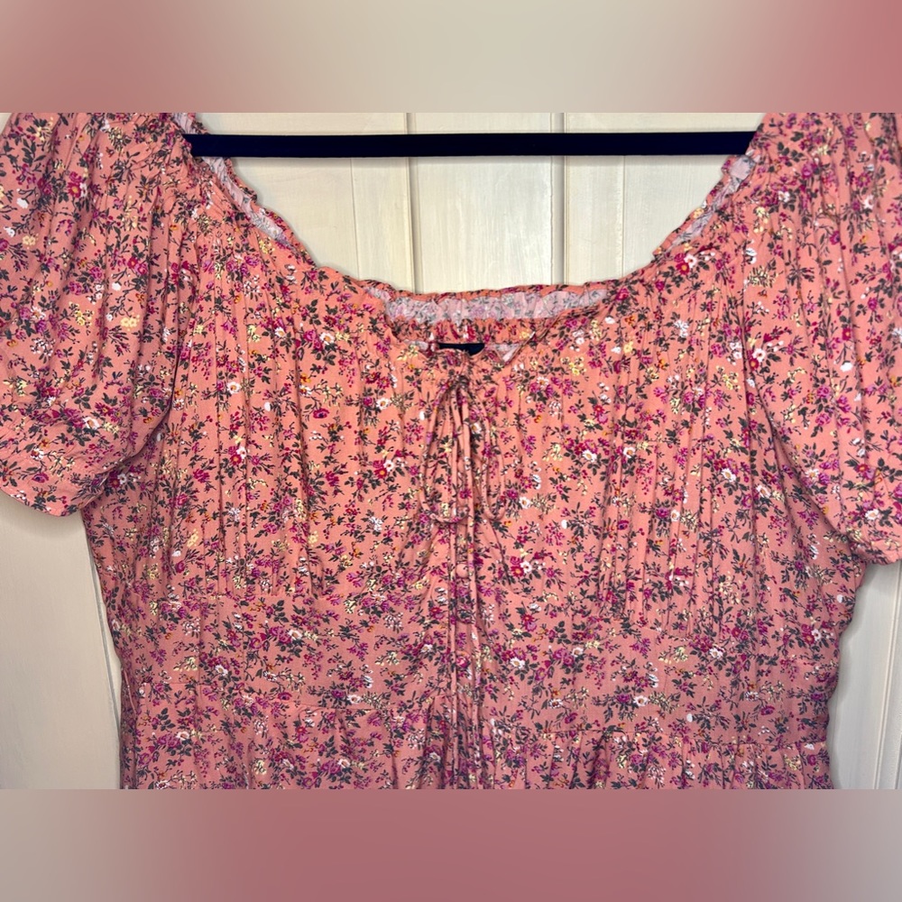 Puff-Sleeve Peasant Mini Dress